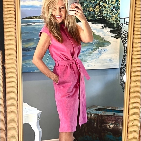 VTG Samuel Robert by Peter Hatsi Andrews, Vibrant Belted Pink Suede,POCKETS, 6 - Picture 1 of 15